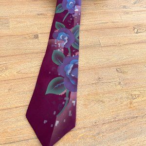 1950's Flamingo Joe All Silk Necktie - Purple Abstract Flowers